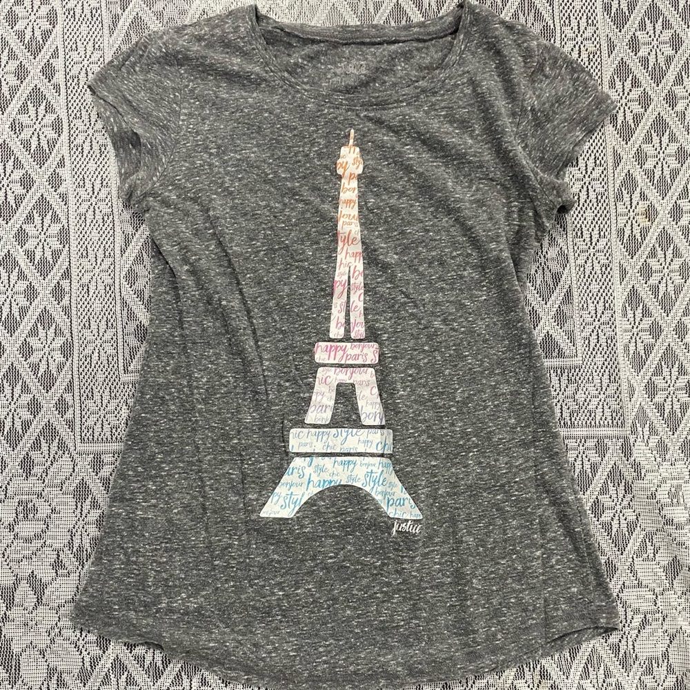 Gray Cap Sleeve Graphic Tee with Relaxed Fit